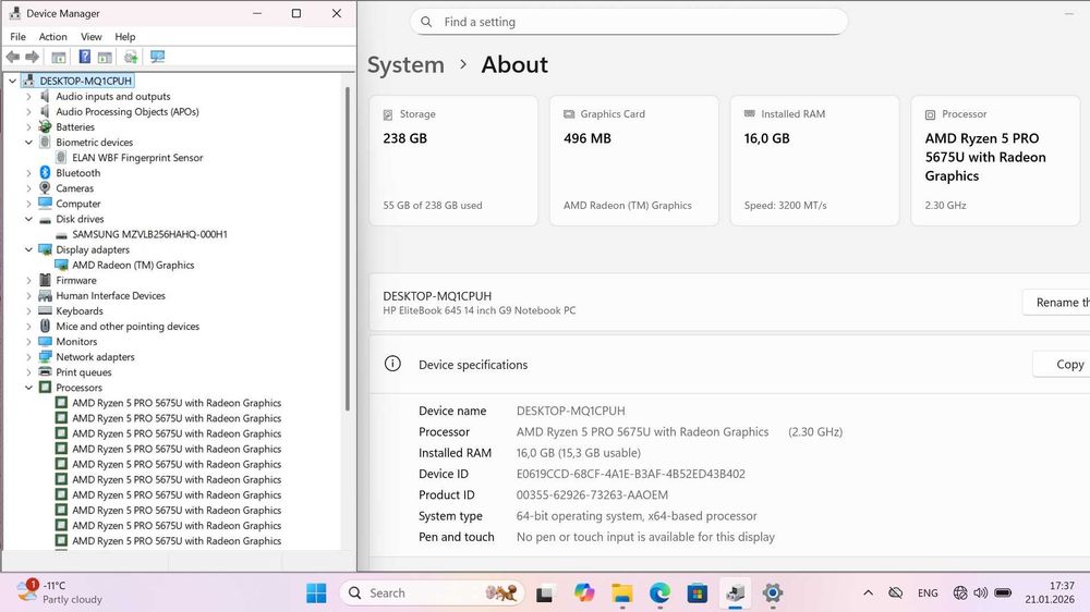 Ноутбук HP EliteBook 645 G9 /Ryzen 5 5675U /16GB RAM /256 SSD/ FHD IPS