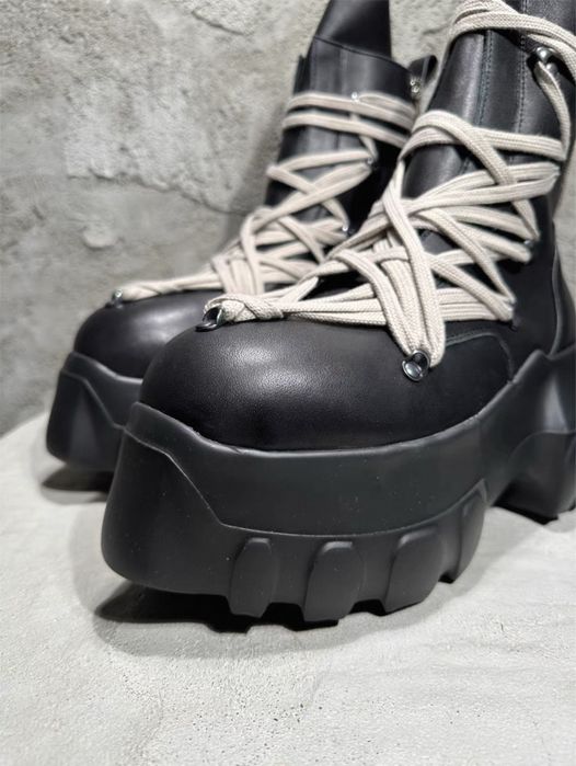 Черевики Rick Owens Mega lace Tractor boots чорні ботинки geobasket