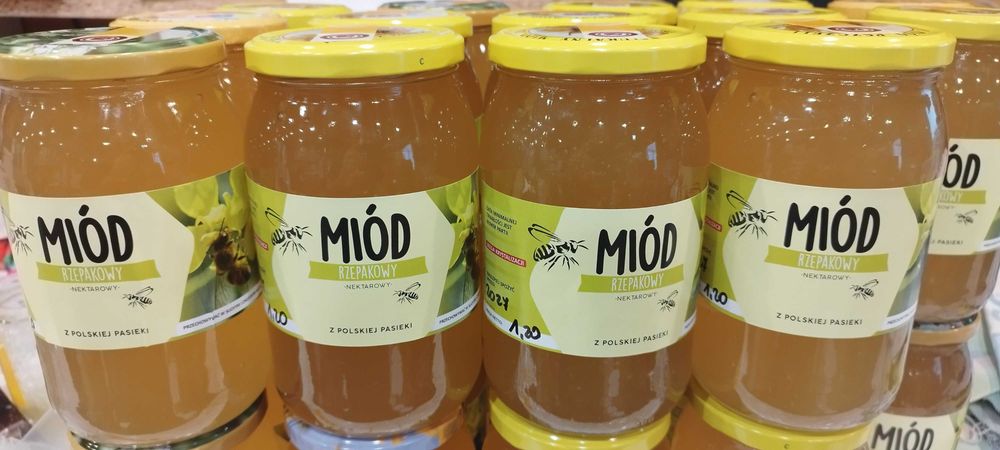 Miód rzepakowy 0,9l 1.2kg tegoroczny,naturalny,z Polskiej pasieki.
