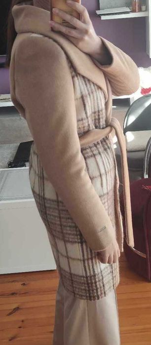 Płaszcz damski Monica alpaka 36 beż, brąz jak nowy