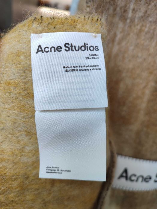 Шарф Acne Studios Checked Wool Fringe Scarf Taupe/Green/Black