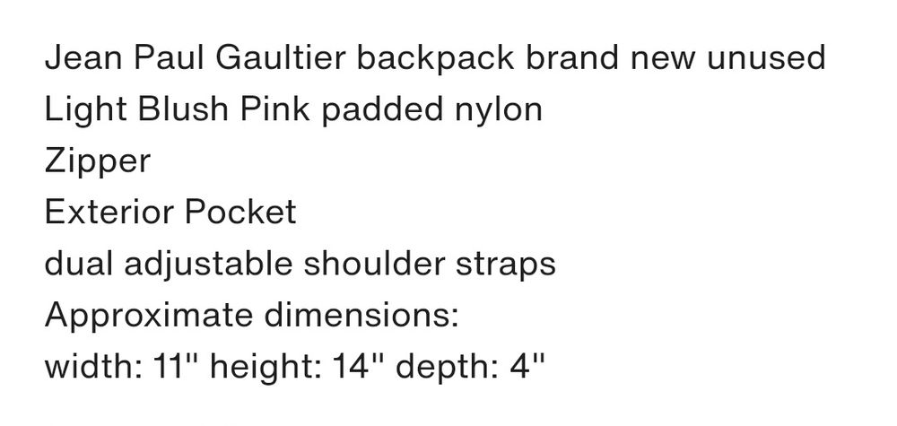 Plecak Jean Paul Gaultier, oryginalny