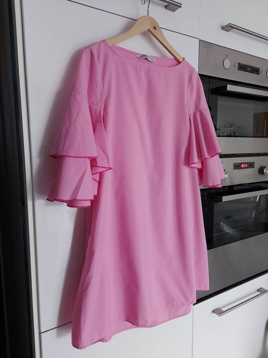 Hit sukienka Zara falbany na rękawach falbanki krótka mini 36 38 S M !