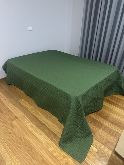 Edredao verde cama casal
