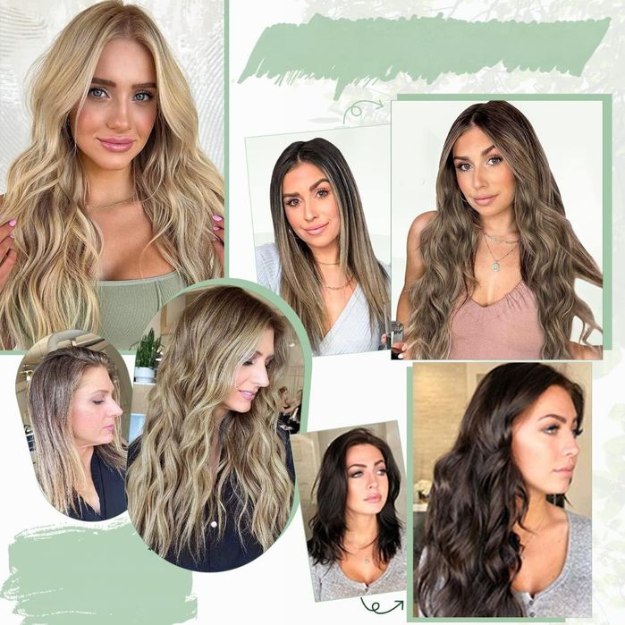 Ms Taj włosy doczepiane clip-in 50cm blond kręcone syntetyczne 4 szt