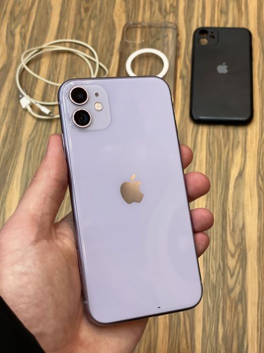 ‼️ iPhone 11 128GB фіолетовий, гарний стан, 2 чохли + кабель