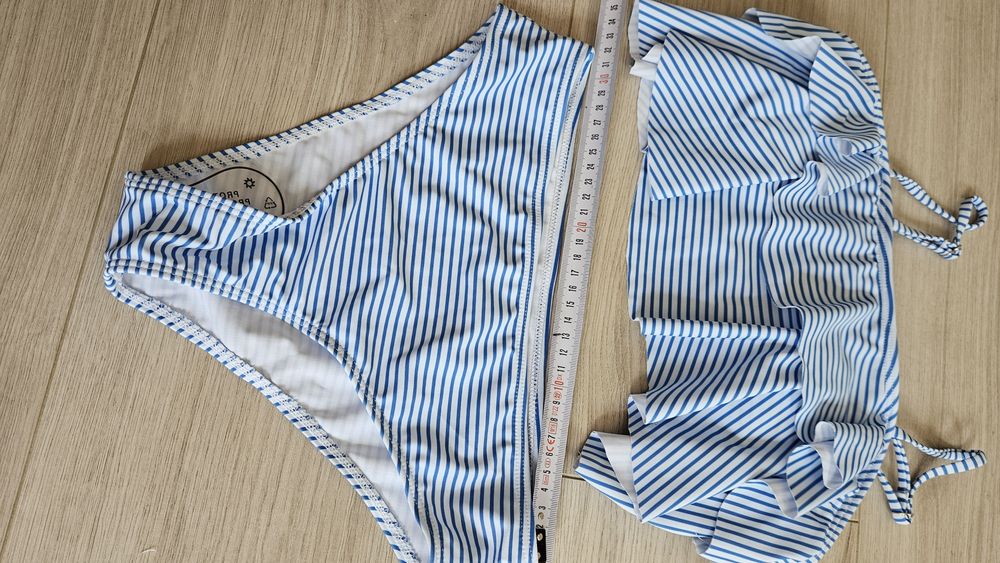 Stroj dwuczęściowy bikini 158/164 niebieski w paski