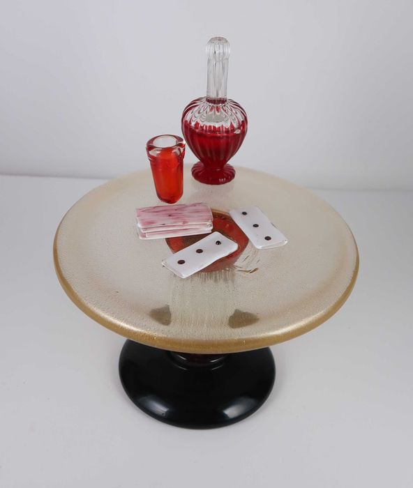 Mesa de jogos decorativa em vidro de Murano