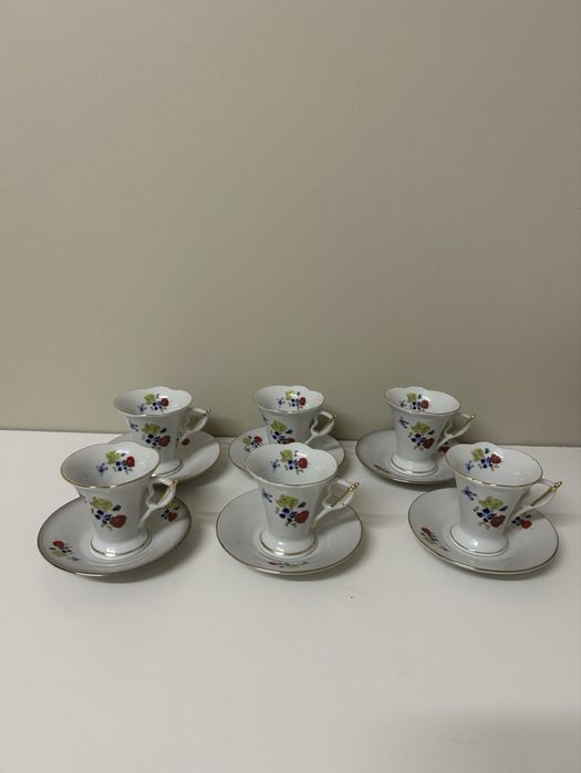 Conjunto de 6 chávenas de café com pires