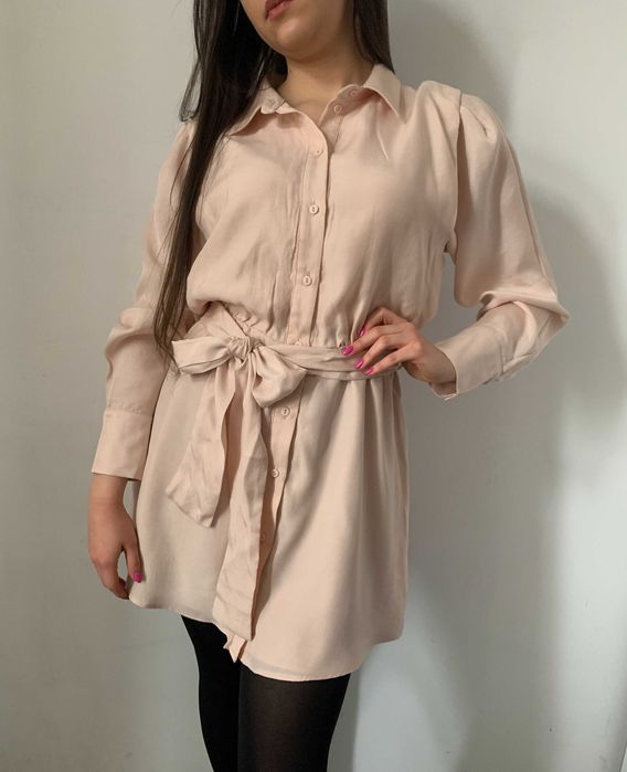 ZARA różowa nude sukienka krótka S