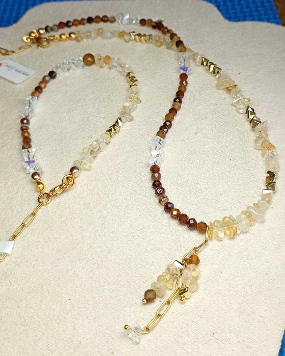 Naszyjnik choker i bransoletka naturalne kamienie