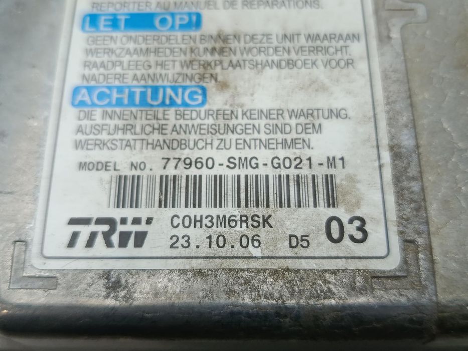 Centralina De Airbag Honda Civic 5