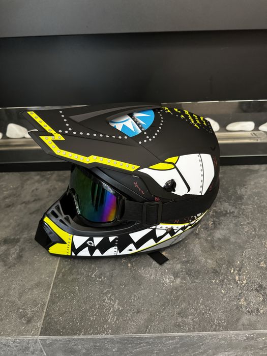 Кроссовый шлем с очками мото шлем ендуро