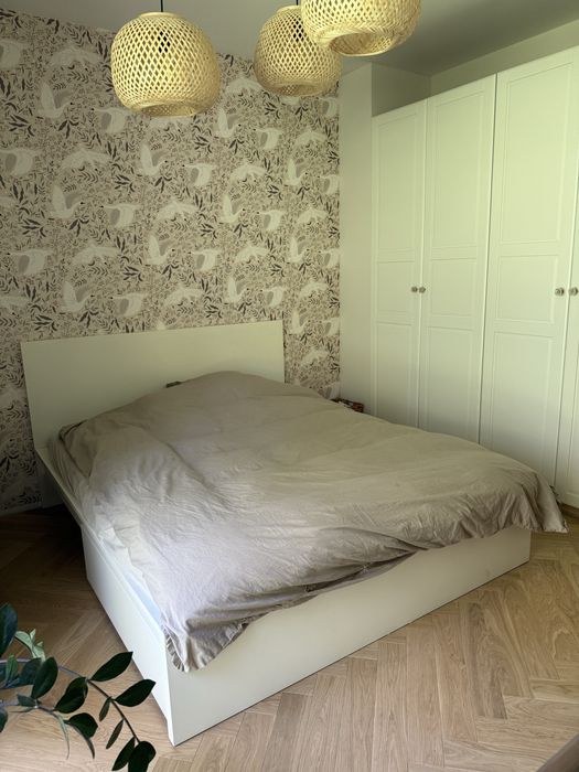 Łóżko Ikea Malm z materacem i stelażem 3 szuflady