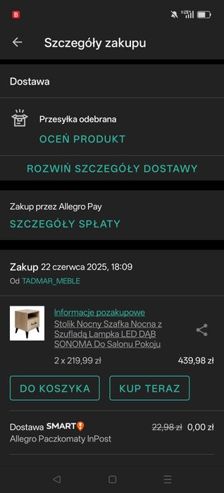 Szafki nocne oświetlane szuflady 2 szt.