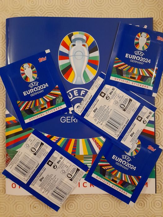 Caderneta e saquetas do Euro 2024 cromos da Topps - Stickers Figurinha