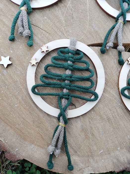 Mała obręcz choinka Makrama stroik Święta