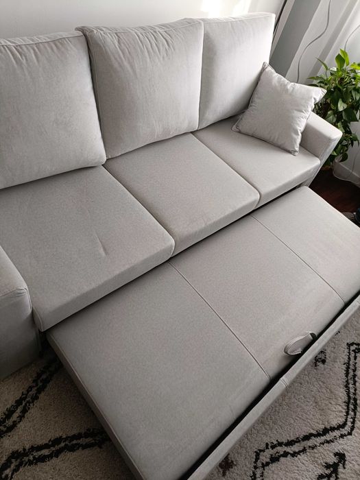 Sofá cama novo, tecido pele de pêssego.