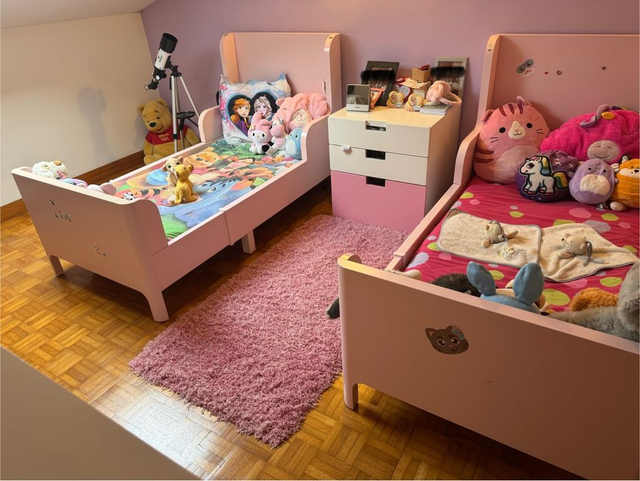 Quarto completo para meninas com 2x camas, estrado e colchões