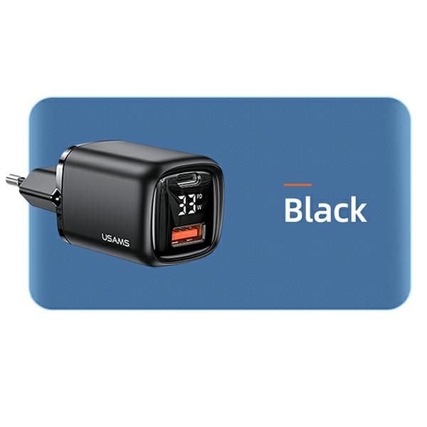 USAMS Ład. siec. 1xUSB-C+1xUSB T46 33W(only head) PD3.0 +QC3.0 Fast Charging czarny/black CC152TC01 (US-CC152)