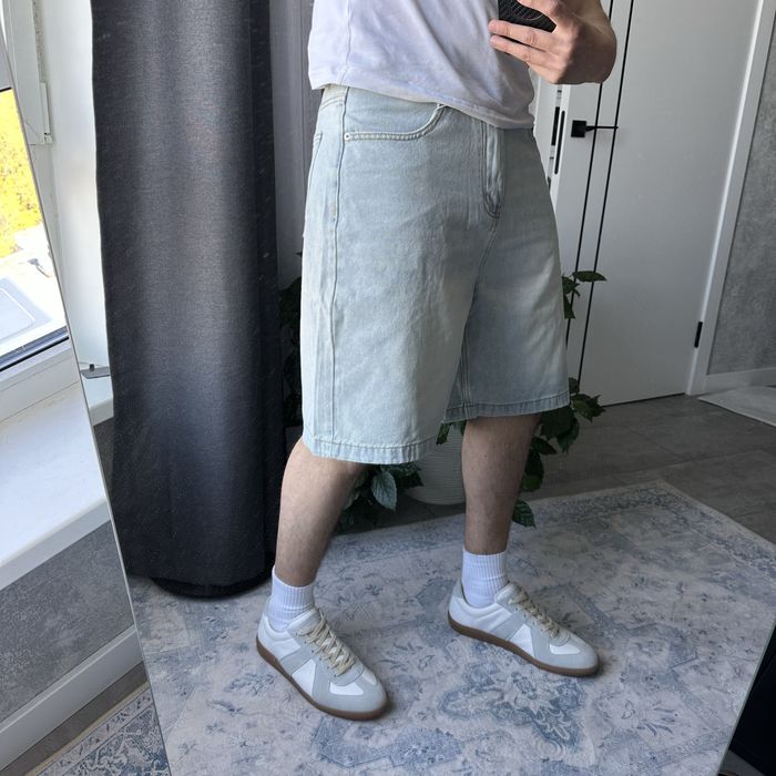 Широкі голубі джинсові шорти baggy oversized sk8 y2k jaded london skater opium rap bootcut шорты короткие old money flared оверсайз реп базові