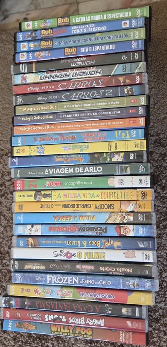 Mega Lote 28 DVDs Infantis e Animação – Disney, Pixar, Ruca, Noddy, Bob