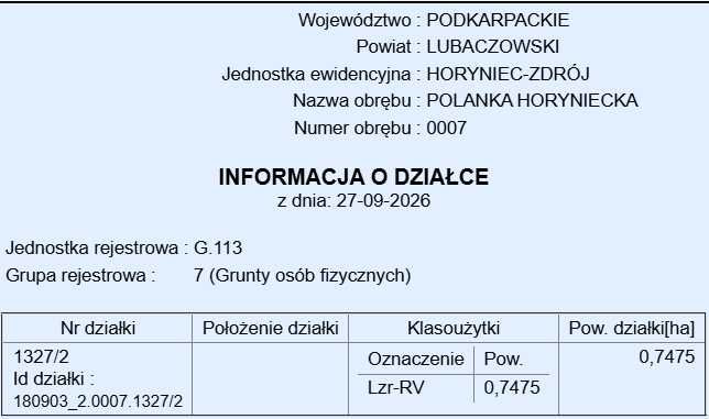 Działka leśna, rolna ok.85 arów  (REZERWACJA)