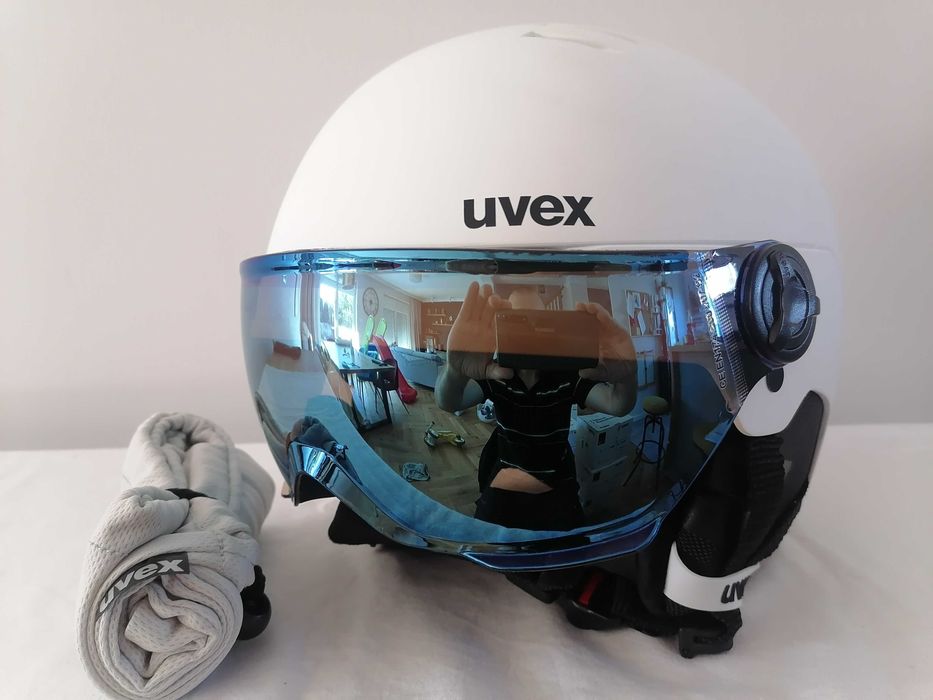 Kask narciarski dziecięcy Uvex Rocket Jr Visor White Mat M 54-58cm