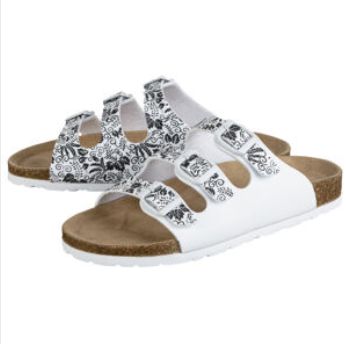 Kapcie damskie Esmara białe motyw czarny 36