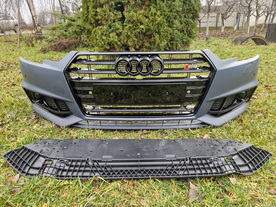 Передний бампер (стиль S4) под дистроник на Audi A4 B9 2015-2019год.