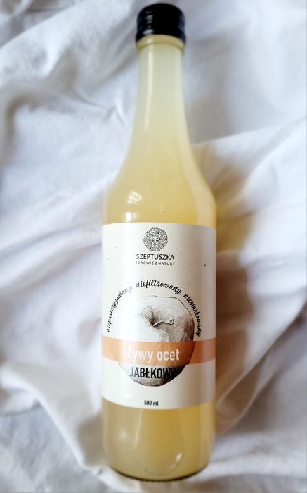 Żywy ocet jabłkowy, 500 ml, naturalny niefiltrowany I niepasteryzowany