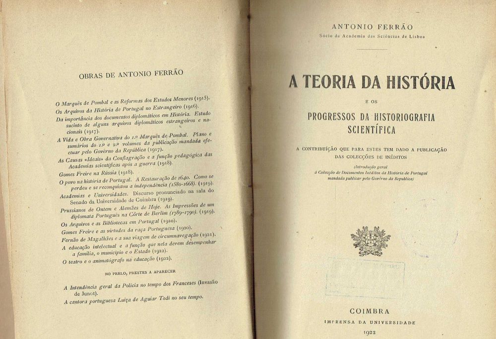 15924

A Teoria da História 
Antonio Ferrão