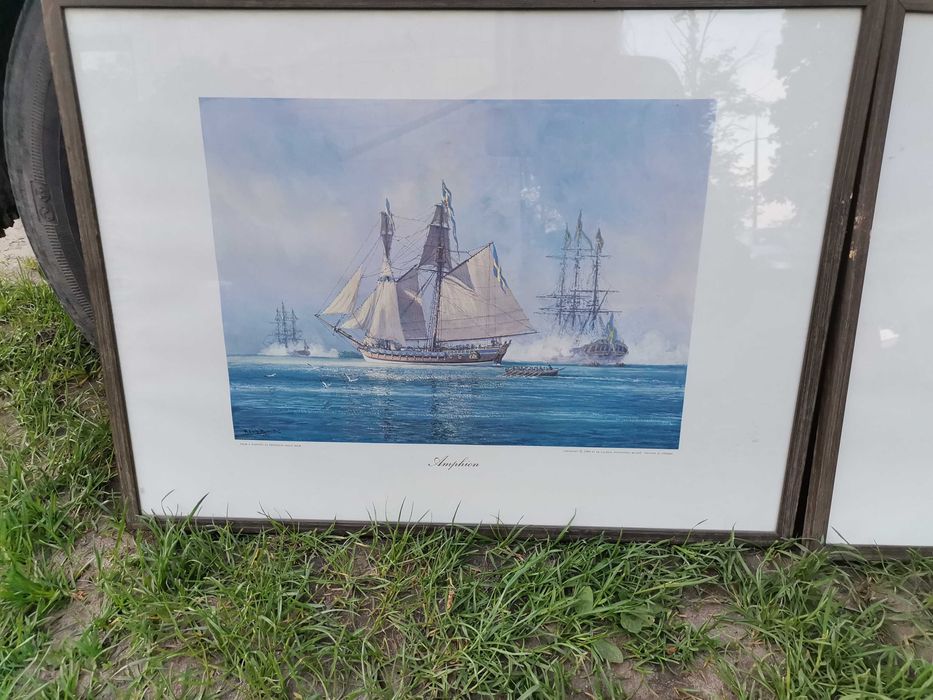 4 obrazy olejne reprodukcje marynistyka