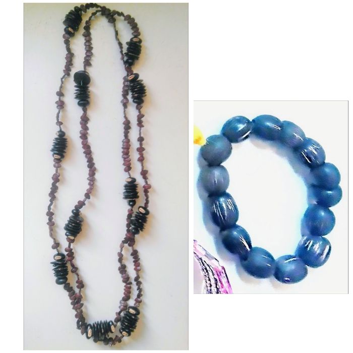 Colar e pulseira de sementes brasileiro 77cm.