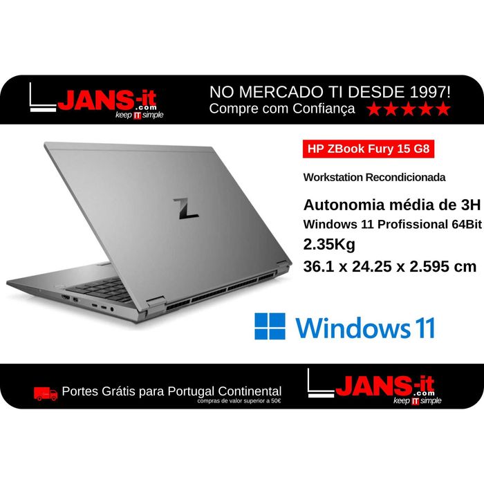 HP ZBook Fury 15 G8 | i7-11850H | 32GB | SSD 512GB | 15.6″ FHD | RTX A2000 4GB