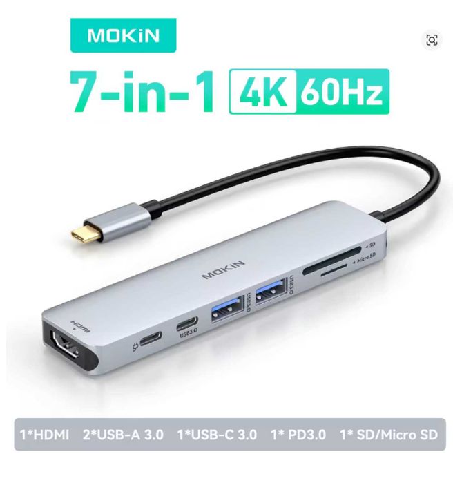 MOKiN 7-in-1 USB-C Hub to HDMI for MacBook Pro Air Type C 4K60Hz