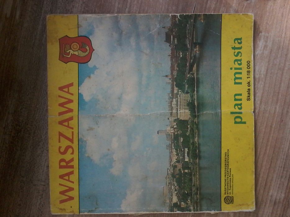 Stara mapa Warszawy z 1987 roku