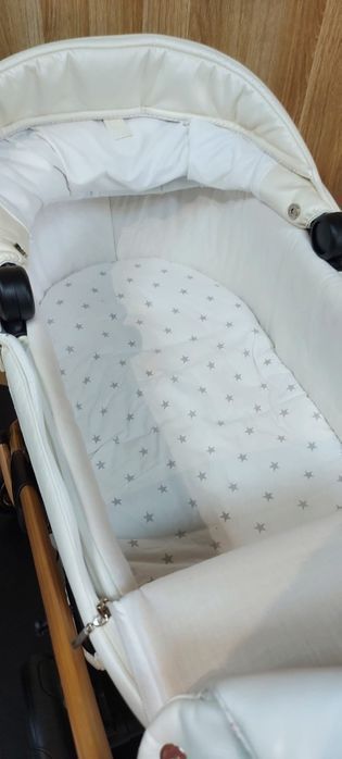 Junama Mirror Satin wózek 2w1 lub wózek 3w1  Biała skóra + miedź
