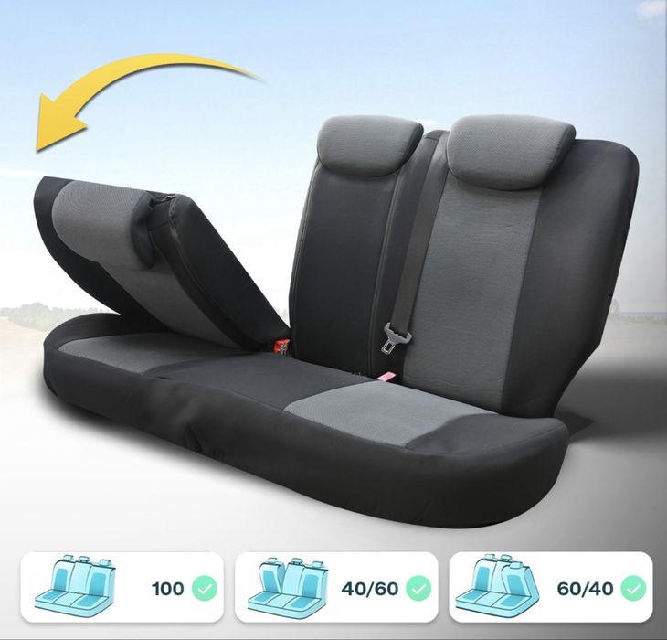 Чохли для сидінь автомобільні розкішні комплект ARES чорні універсальн