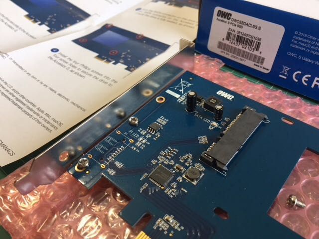 Placa PCIe OWC Mercury Accelsior para drive 2,5” Mac/PC, como nova
