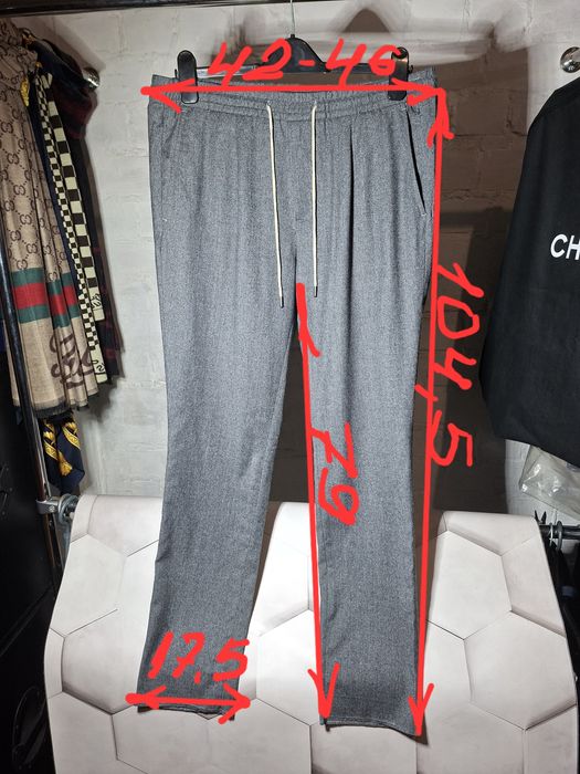 Boggi Milano City Trousers In Flannel Grey Loro Wool Men's/48/M-L