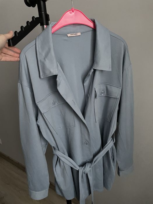 Kurtka koszulowa wiązana płaszcz 46 48 Orsay damski plus over size