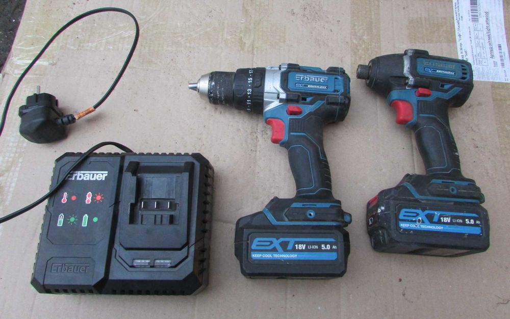 Набір безщітковий 2в1 Шуруповерт+Гайковерт Erbauer 18V. (з Англії)