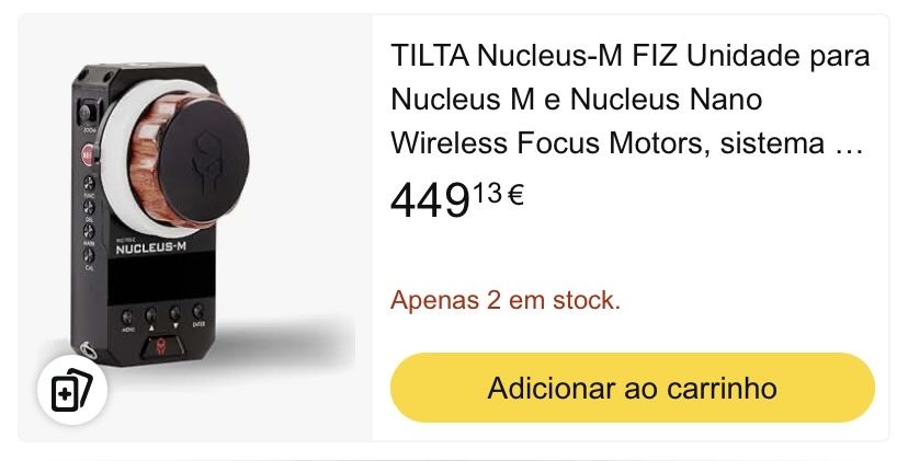 Follow Focus Tilta nucleus N com comando Nucleu M