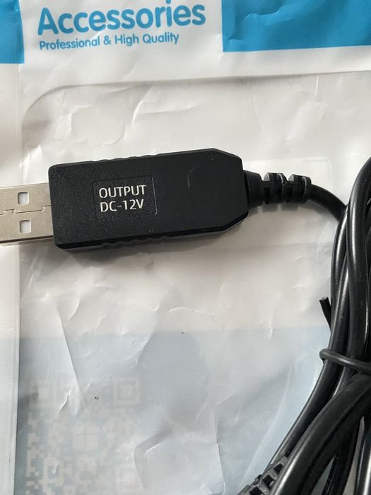 Кабель 5v на 12/9v з перетворювачем для роутера від паувербанка USB