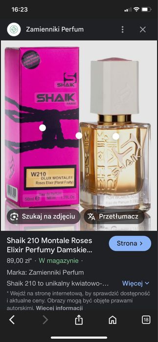 Shaik 210 Montale Roses Elixir Perfumy Damskie Inspirowane 50ml
