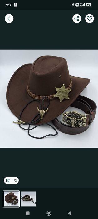 Kapelusz pasek bolo gwiazda sheriffa kowbojskie cowboy