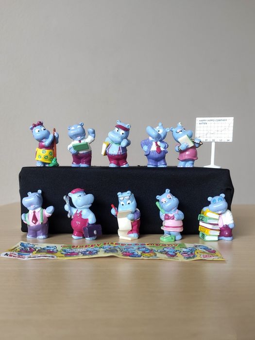 Vintage!1994 Zestaw figurek kolekcjonerskich Kinder Happy Hippo