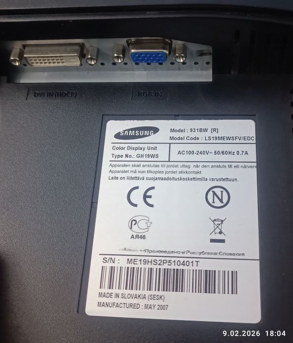 Monitor Samsung 19 cali 931BW