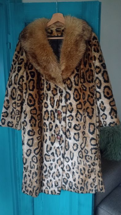 Futro panterka kołnierz futro naturalne ocelot lampart vintage